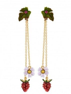 Les Nereides Royal Garden Strawberry And Flower Chain Stud Earrings